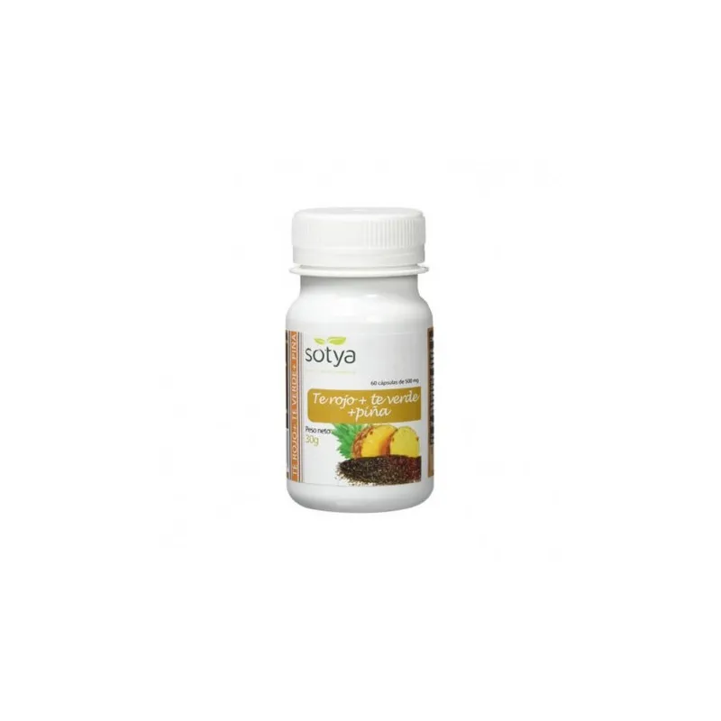 Roter Tee + Grüner Tee + Ananas 500 mg 60 Kapseln, Sotya