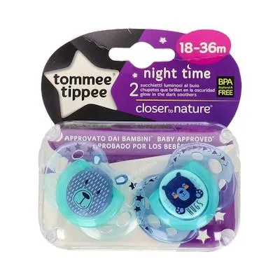 Chupete night time sili redon 18-36 M 2 un noche, Tommee Tippee
