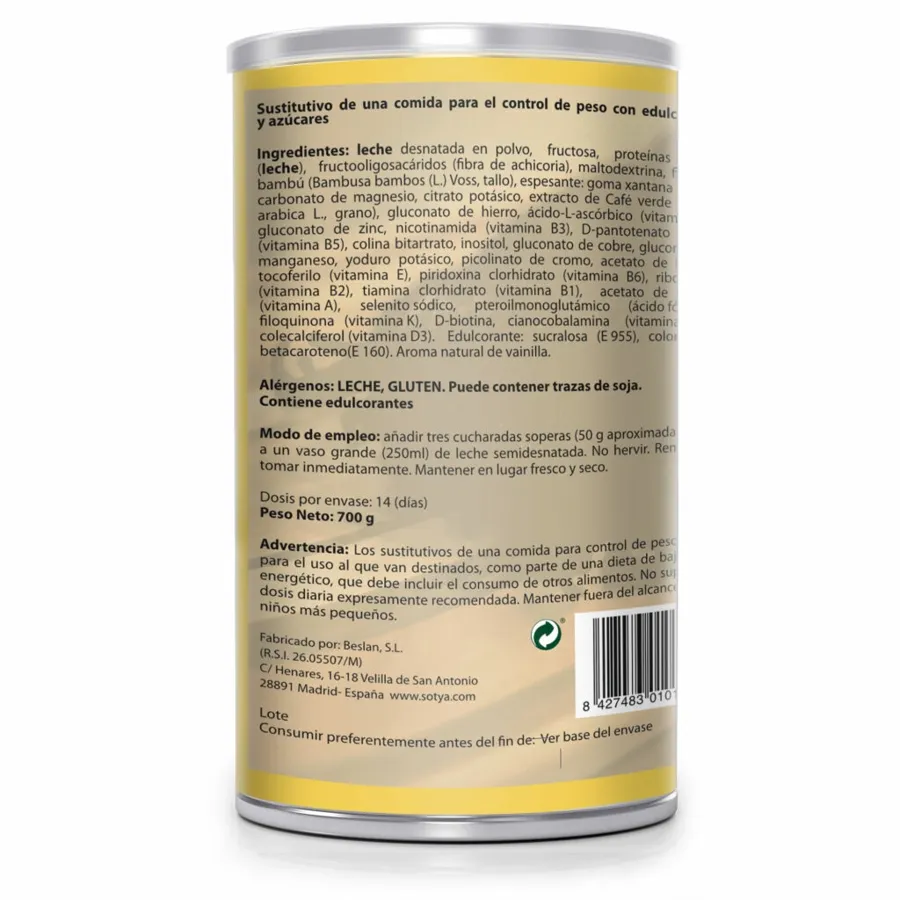 Batido Sustitutivo Vainilla 600 g, Sotya · imagen 3