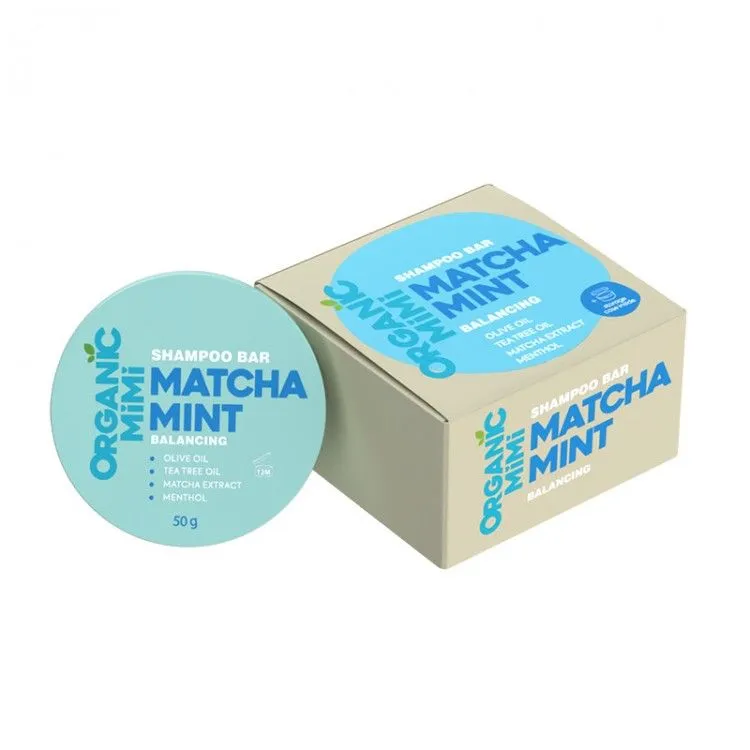 Ausgleichendes festes Shampoo Minze und Matcha, Organic Mimi