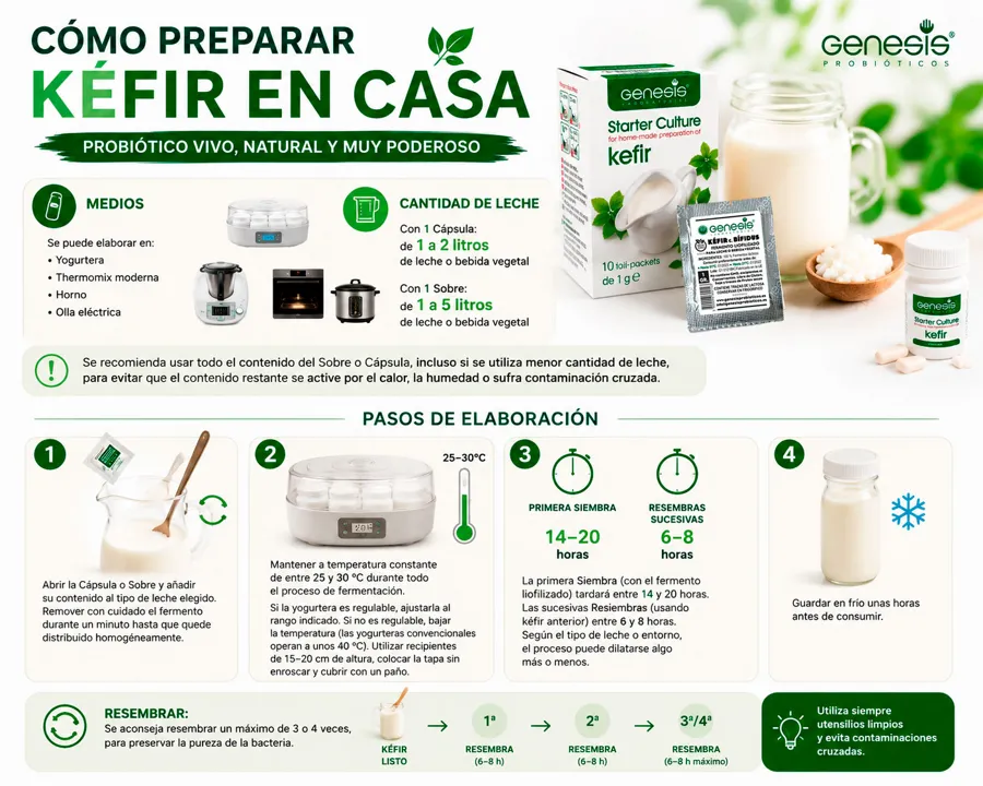 Fermento para kéfir en x 250 mg 10 cápsulas, Genesis · imagen 2