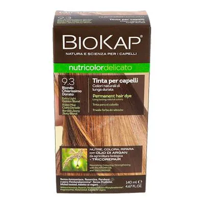 Tinte rubio muy claro dorado 9.3 delicato 140 ml, Biokap