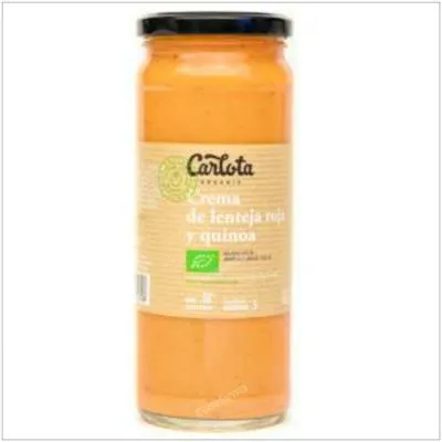Crema de lenteja roja y quinoa sin gluten BIO 450 g, Carlota Organic