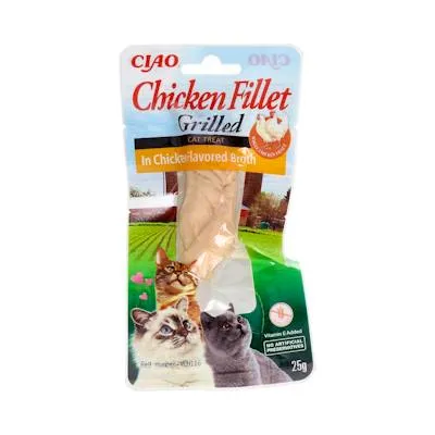 Churu cat filetto di pollo in brodo di pollo 1 bustina di snack vet 25 g, Churu Vet