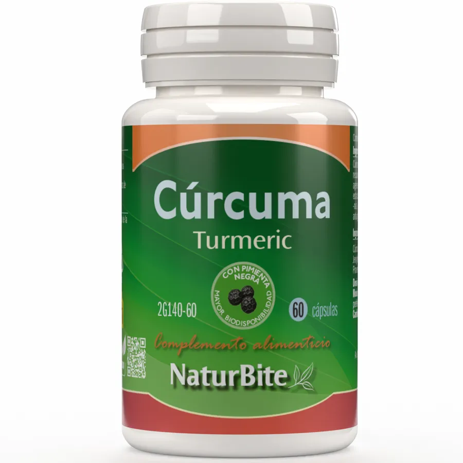 Cúrcuma turmeric con jengibre pimienta 60 cápsulas, Naturbite
