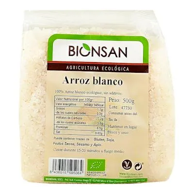 Arroz redondo blanco BIO 500 g, Bionsan