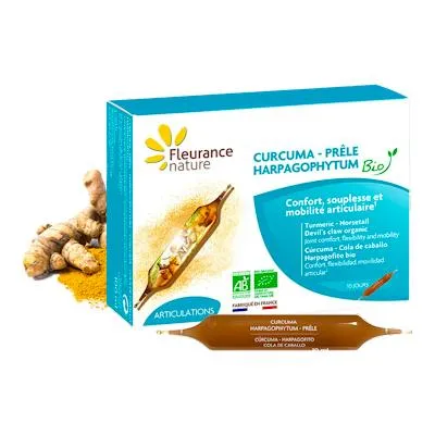 Kurkuma - harpagofito - paardenstaart BIO 10 ampullen, Fleurance Nature