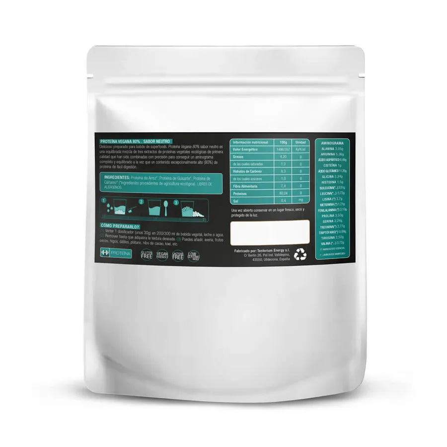 Proteína vegana neutro 80% 1 kg, Energy Feelings · imagen 2