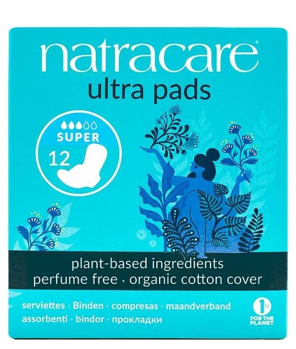 Compresa Ultra Super con alas 12 uds., Natracare