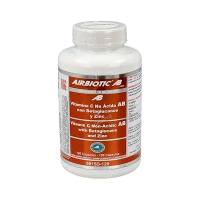 Vitamina C no acida con Betaglucanos y Zinc 120 cápsulas, Airbiotic