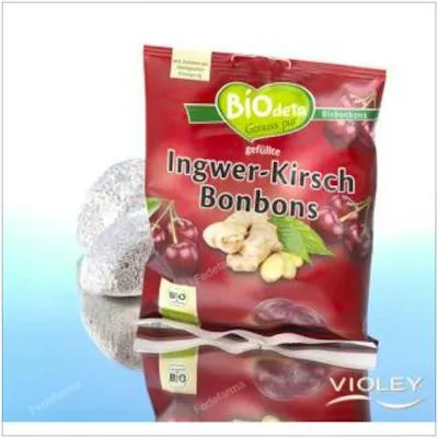 Caramelos de jengibre y cereza BIO 75 g, Biodeta