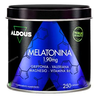 Melatonina con magnesio, griffonia, valeriana y vitamina B6 250 cápsulas, Aldous Bio
