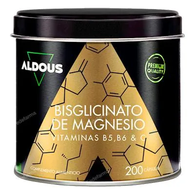 Bisglycinate de magnésium avec vitamine C, B5 et B6 200 gélules, Aldous Bio