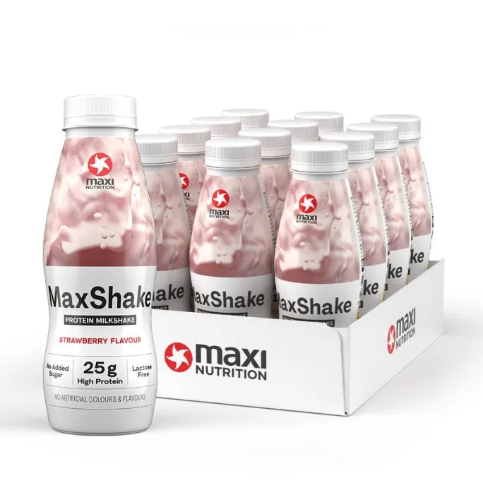 Maxshake Protein Milkshake Strawberry 330 ml, Maxi Nutricion