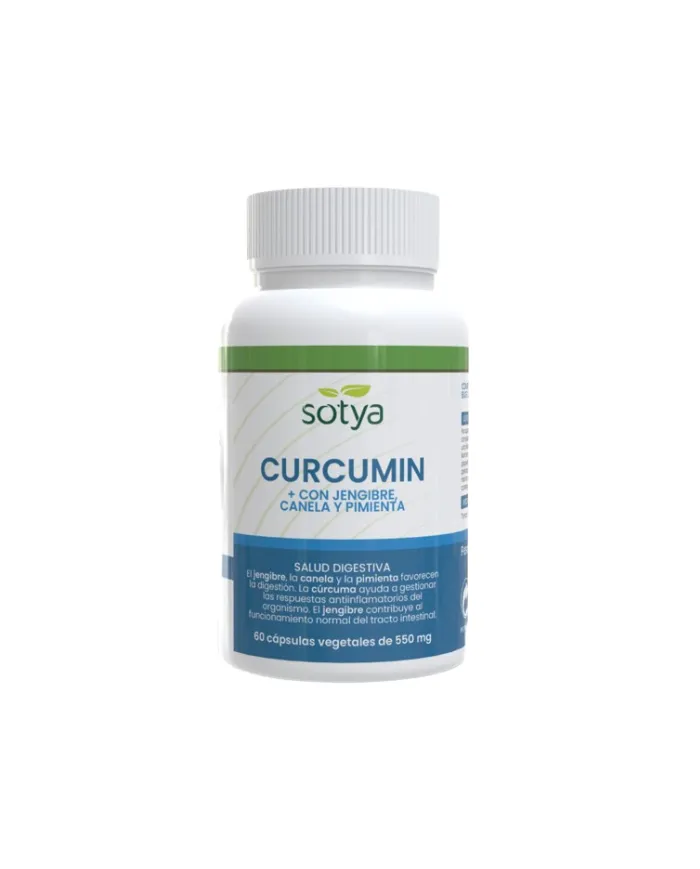Curcumin jengibre canela y pimienta 60 cápsulas, Sotya