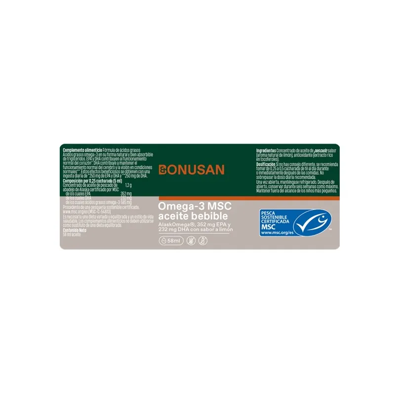 Omega 3 msc aceite bebible 58 ml, Bonusan