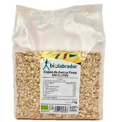 Copos de avena finos sin gluten 1 kg, Biolabrador