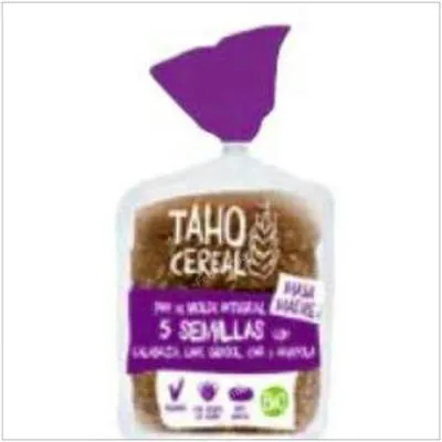 Pan de molde 5 semillas int masa madre BIO 400 g, Taho Cereal