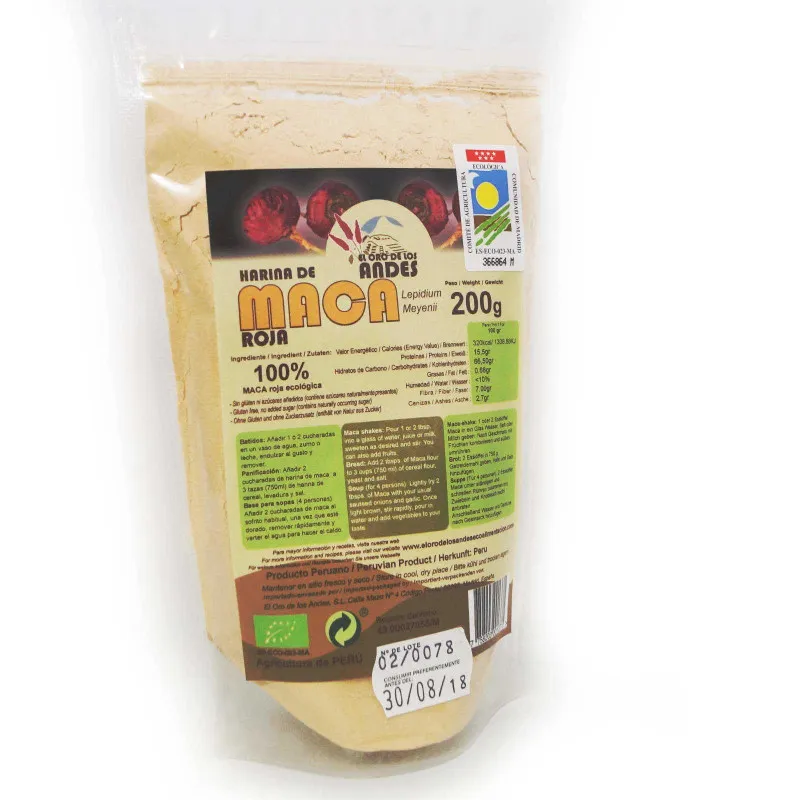 Maca roja polvo el oro de los andes 200 g, Oro Los Andes