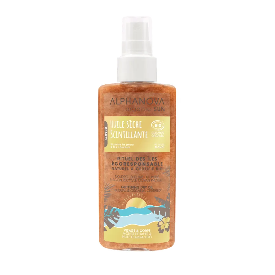 Aceite seco radiante con purpurina BIO 125 ml, Alphanova