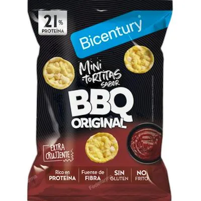 Protein tortita mini bbq S/ gluten 10 g, Bicentury