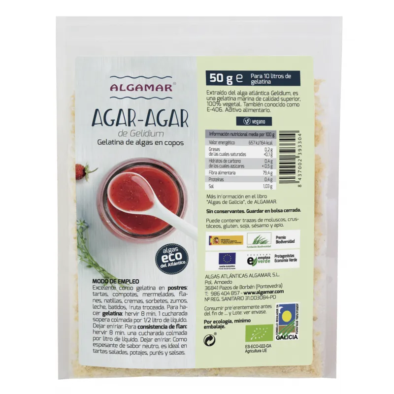 Agar agar copos BIO 50 g, Algamar
