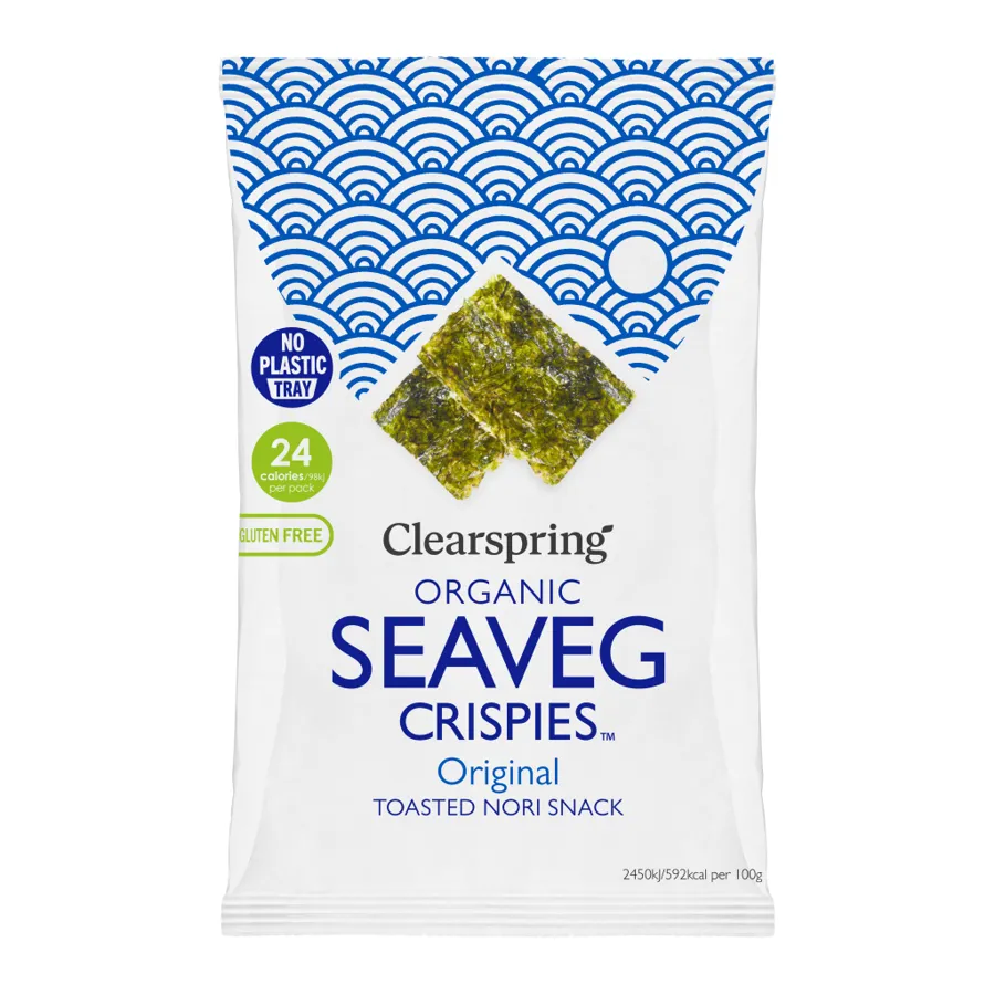 Alga nori tostada snack 4 g, Clearspring