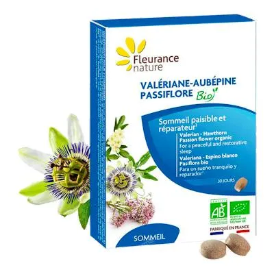 Baldrian Weißdorn Passionsblume 60 Tabletten, Fleurance Nature
