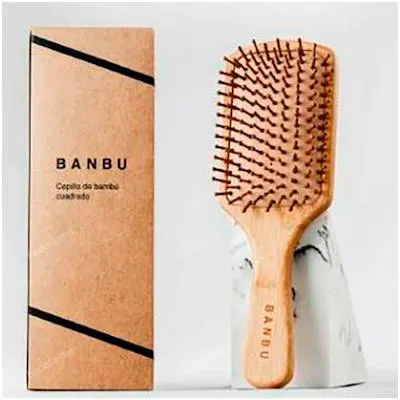 Cepillo de bambu y caucho natural cuadrado, Banbu