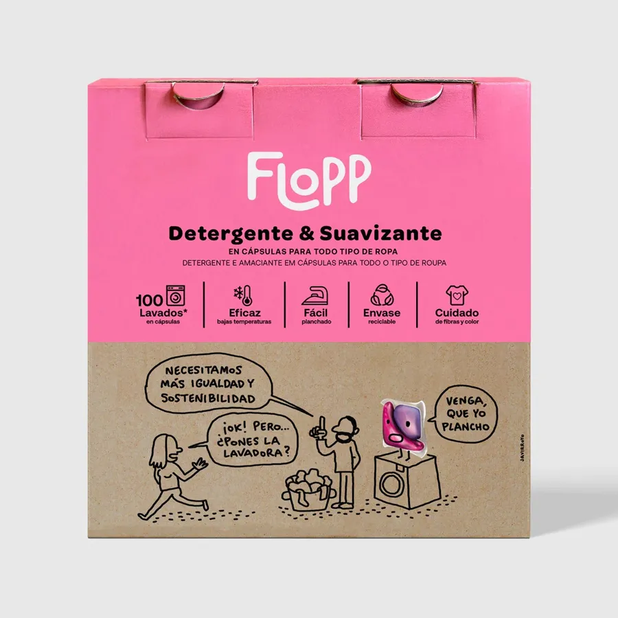 Detergente & suavizante 100 cápsulas, Flopp