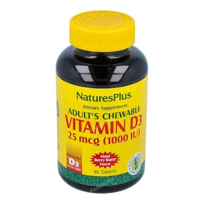 Vitamina D3 1000iu 90 comprimidos masticables, Natures Plus