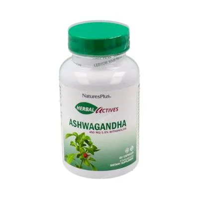 Ashwaganda raíz 450 mg herbal actives 60 cápsulas, Natures Plus