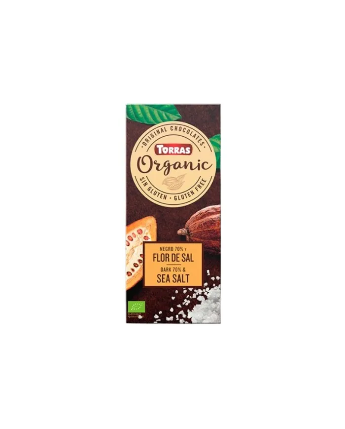 Chocolate negro 70% con flor de sal sin gluten BIO 100 g, Torras