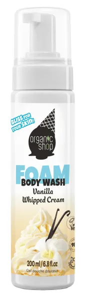 Ice gel de ducha en espuma «nata de vainilla» 200 ml, Organic Shop