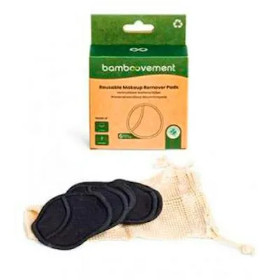 Discos desmaquillantes bambu algodón negro 6 uds., Bamboovement