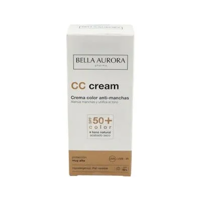 Crema color solar SPF 50+ piel sensible 30 ml, Bella Aurora