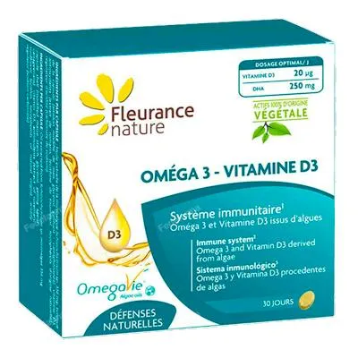 Omega 3-VITAMINA D3 / 30 dias 30 cápsulas, Fleurance Nature