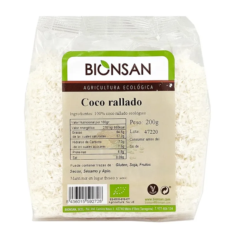 Coco rallado BIO 200 g, Bionsan