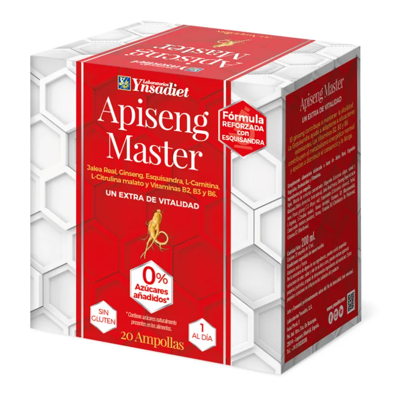 Apiseng master 0% azúcar 20 ampollas, Ynsadiet