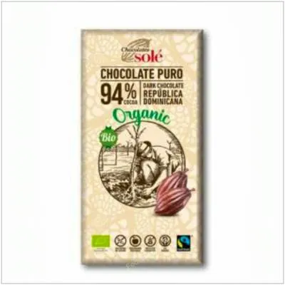 Chocolate negro 94% sin gluten BIO 100 g, Chocolates Sole