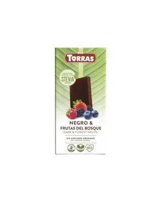 Chocolate negro frutos bosque stevia 125 g, Torras