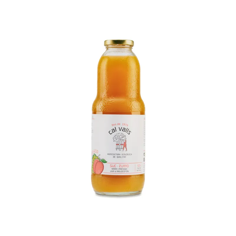 Zumo de melocoton y UVA BIO 1 l, Cal Valls