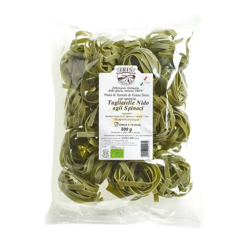 Tagliatelle trigo con espinacas BIO 500 g, Iris