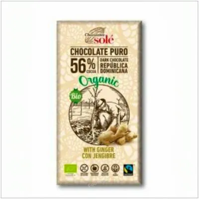 Dark chocolate 56% with ginger ORGANIC 100 g, Chocolates Sole