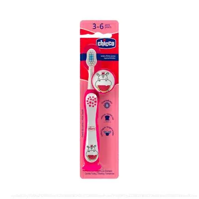 Tandenborstel roze hippo 36M, Chicco
