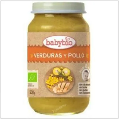 Potito verduras y pollo 8meses sin gluten BIO 200 g, Babybio