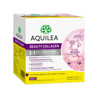 Collagène beauté 3 en 1 peau cheveux et ongles 30 sachets, Aquilea