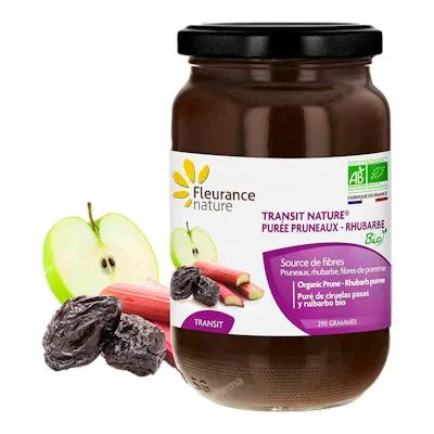 Puré de ciruelas pasas ruibarbo BIO 290 g, Fleurance Nature