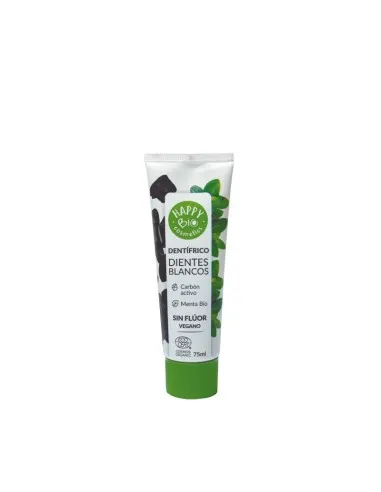 Dentífrico dientes blancos carbón activo y menta sin fluor, Happy Bio