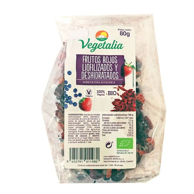 Mix de fruits rouges lyophilisés 80 g, Vegetalia